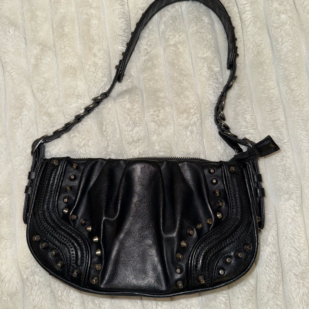 Zara Black Studded Women's Shoulder Bag - Picture 3 of 6